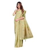 Green woven organza saree with blouse