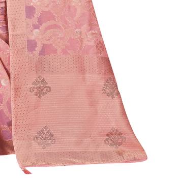 Peach woven organza saree with blouse 3