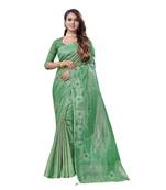 Green embroidered organza saree with blouse