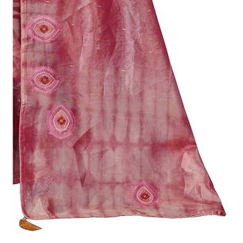Light pink embroidered organza saree with blouse 3