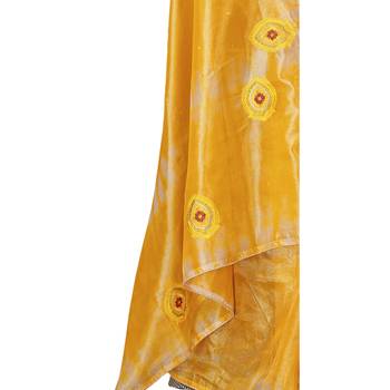 Yellow embroidered organza saree with blouse 3