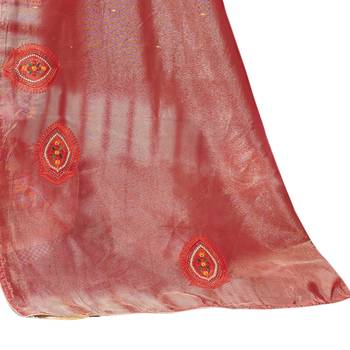 Orange embroidered organza saree with blouse 3