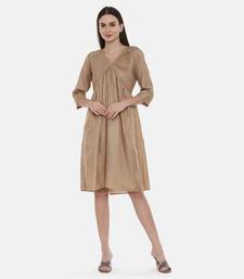 Brown Pleated Dress