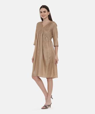 Brown Pleated Dress 2