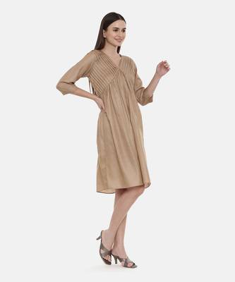 Brown Pleated Dress 3