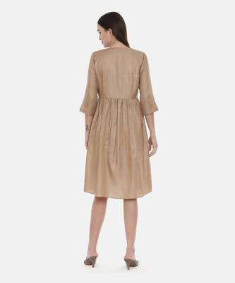 Brown Pleated Dress 4