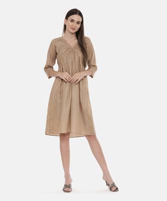 Brown Pleated Dress 5