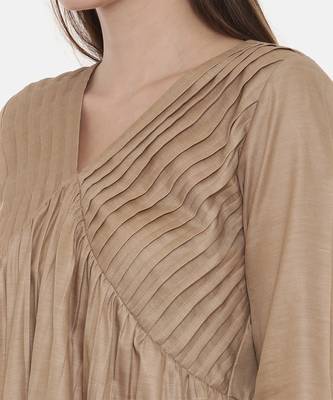 Brown Pleated Dress 6