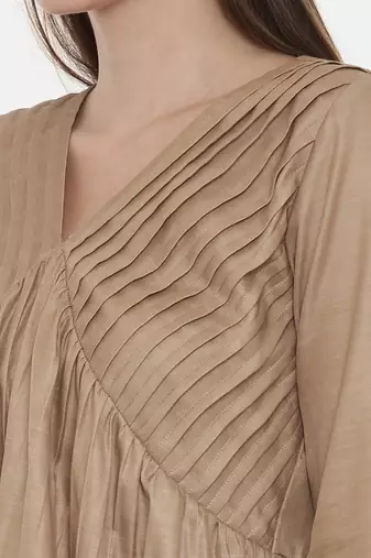 Brown Pleated Dress