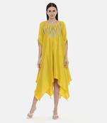 Yellow Embroidered Silk Dress