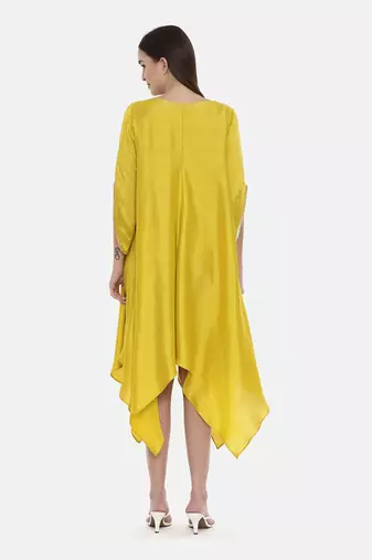 Yellow Embroidered Silk Dress