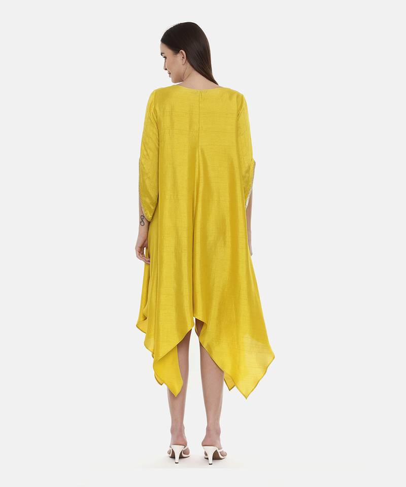 Yellow Embroidered Silk Dress