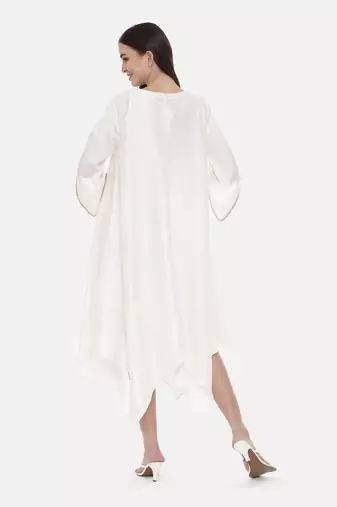 Ivory Embroidered Silk Dress