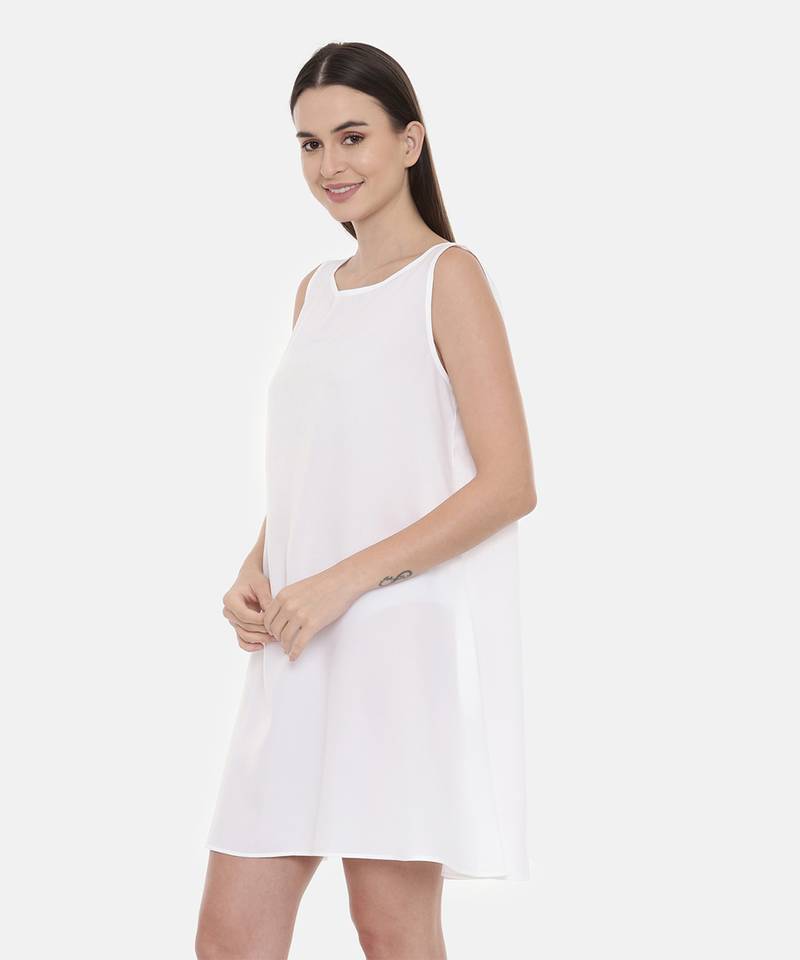 Ivory Embroidered Silk Dress