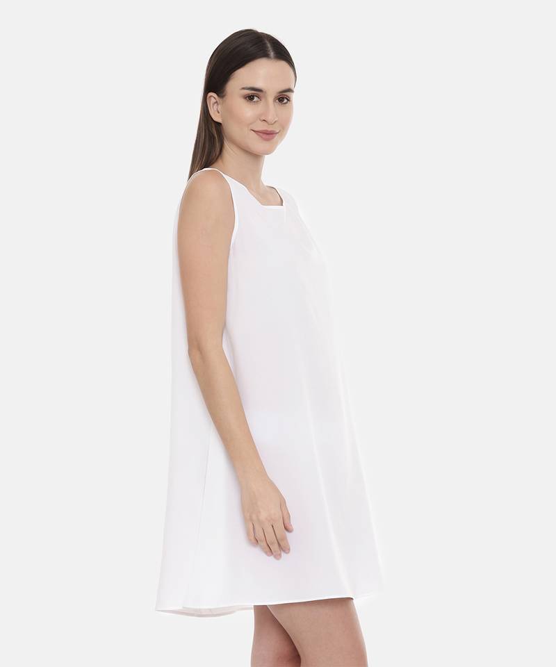 Ivory Embroidered Silk Dress