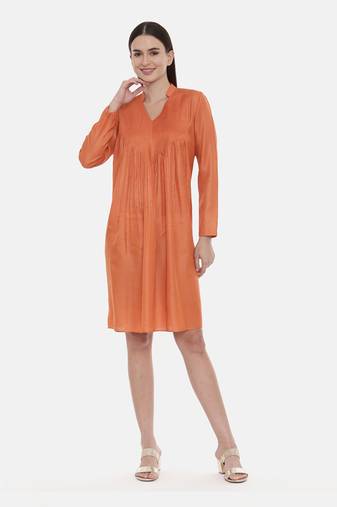 Orange Pleated / Pintuck Dress