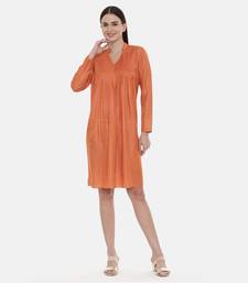 Orange Pleated / Pintuck Dress