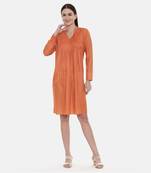 Orange Pleated / Pintuck Dress