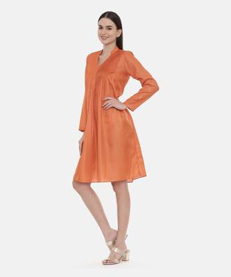 Orange Pleated / Pintuck Dress 2