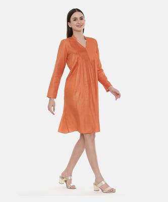 Orange Pleated / Pintuck Dress 3
