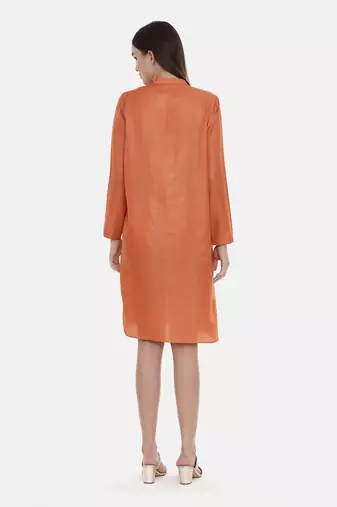 Orange Pleated / Pintuck Dress