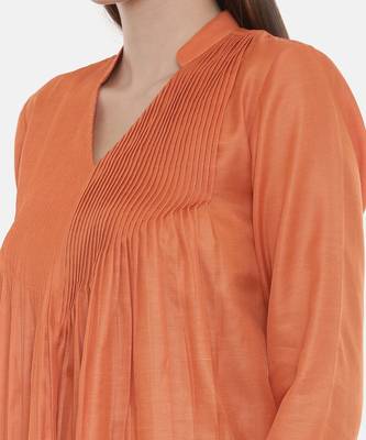 Orange Pleated / Pintuck Dress 6