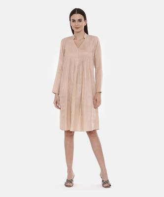 Cream Pleated/Pintuck Dress 1