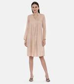 Cream Pleated/Pintuck Dress