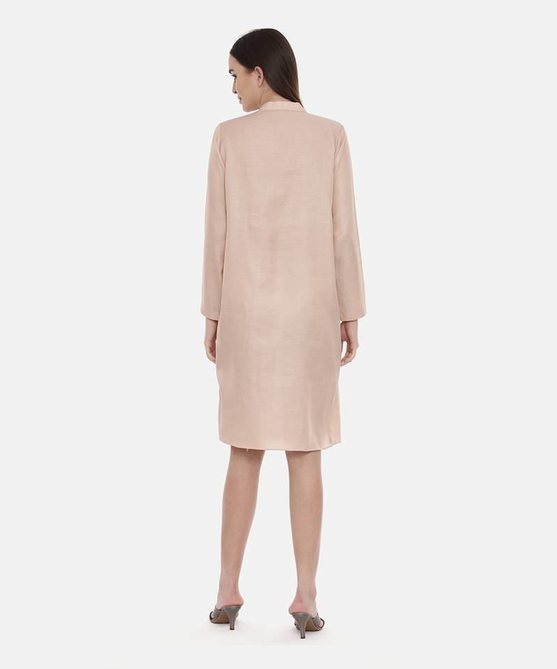 Cream Pleated/Pintuck Dress