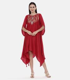 Red Embroidered Silk Dress
