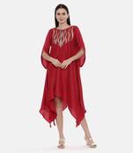 Red Embroidered Silk Dress