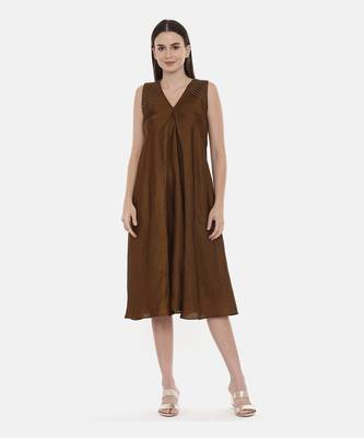 Choco Brown Silk Dress 1