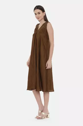 Choco Brown Silk Dress