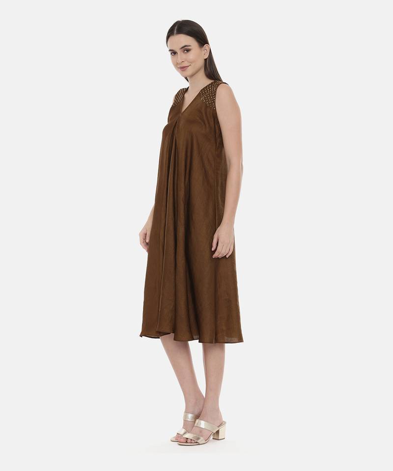 Choco Brown Silk Dress