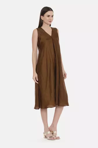Choco Brown Silk Dress