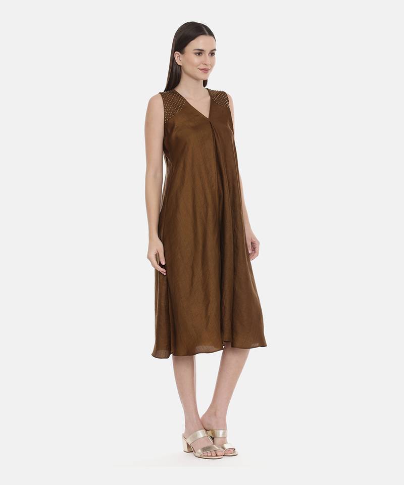 Choco Brown Silk Dress