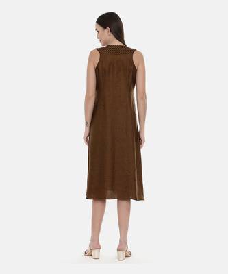 Choco Brown Silk Dress 4