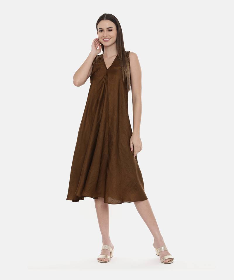 Choco Brown Silk Dress