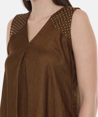 Choco Brown Silk Dress 6