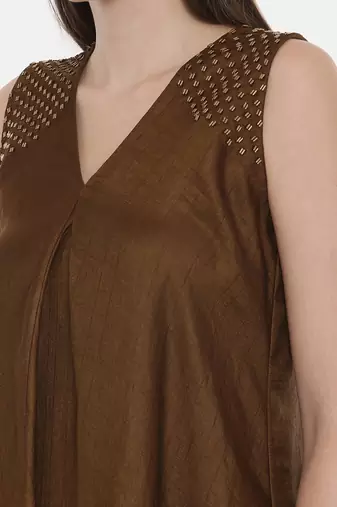 Choco Brown Silk Dress