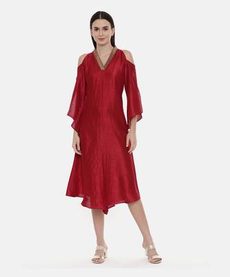 Off Shoulder Red Dress 1