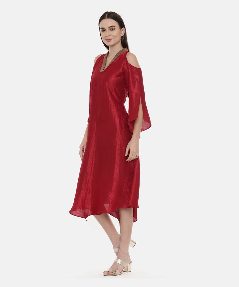 Off Shoulder Red Dress