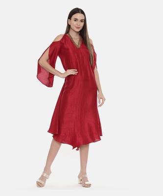 Off Shoulder Red Dress 4
