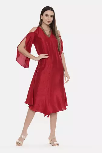 Off Shoulder Red Dress