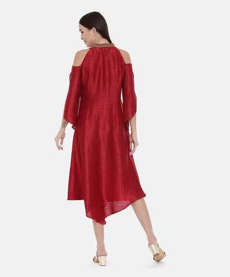 Off Shoulder Red Dress 5
