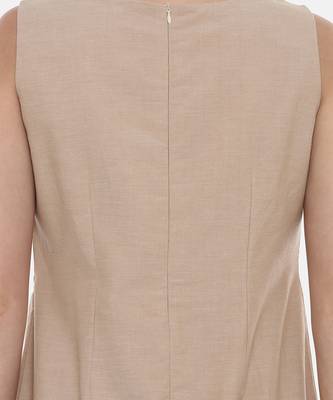Beige Cotton Embroidered Dress 7