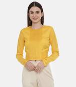 Pintuck Yellow Silk Blouse