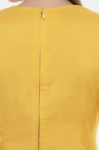 Pintuck Yellow Silk Blouse