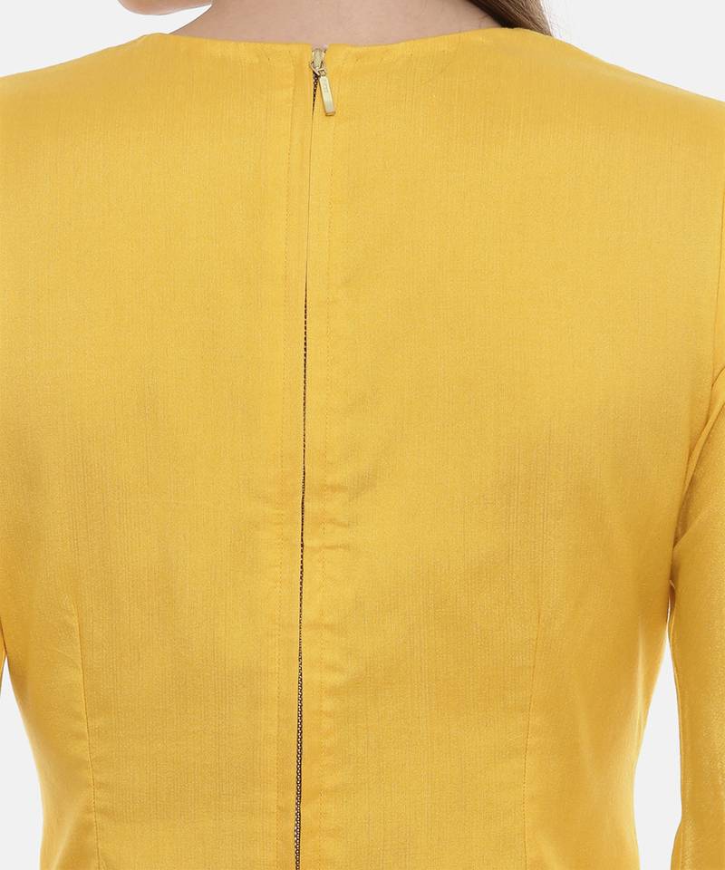 Pintuck Yellow Silk Blouse