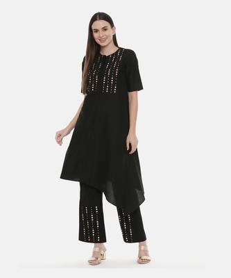 Black Silk Embroidred Pants 1